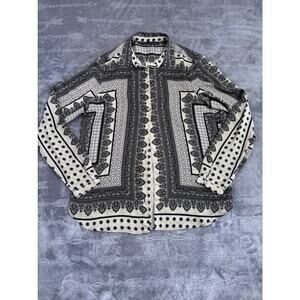 Women's Zara Basic Blouse Shirt, Size S, White & Black